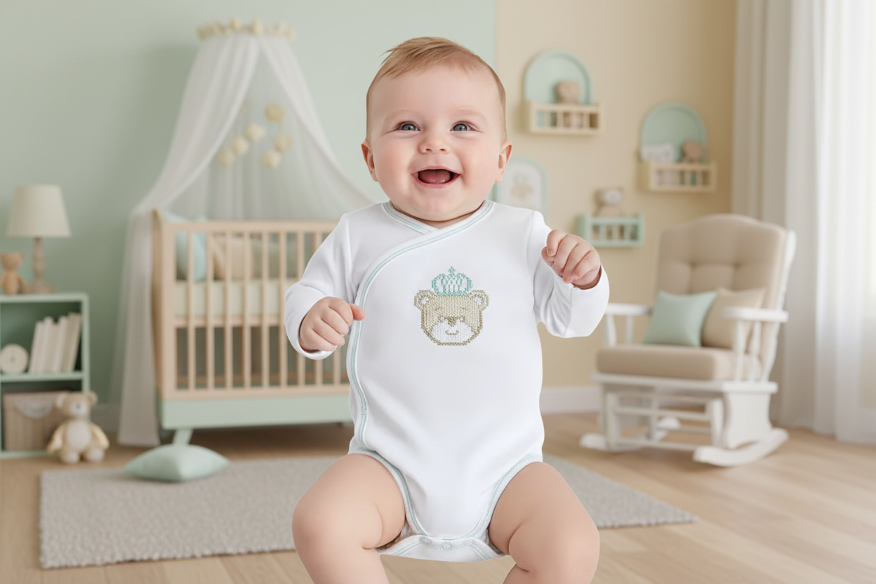 Body Trespasse Bebé Cardado | Bordado Rei Urso | Fiil Fashionwear®