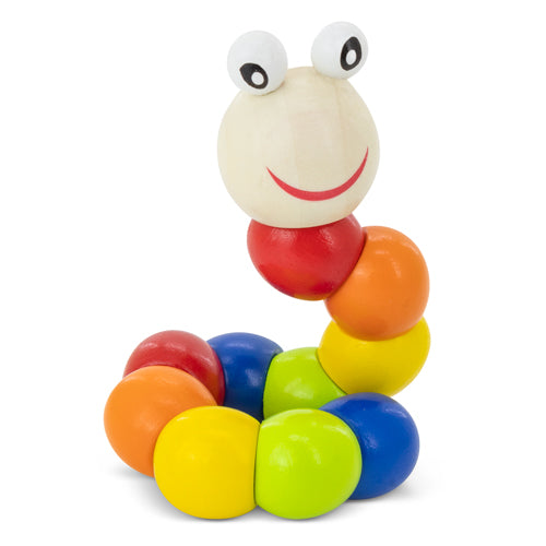 Minhoca Articulada em Madeira | Brinquedo Sensório para Bebé e Criança